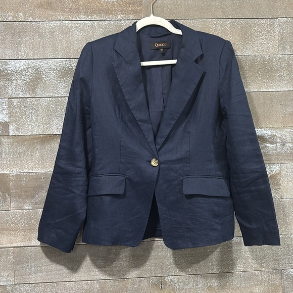 Quince Navy 100% European Linen Structured Blazer size XS - Picture 4 of 11